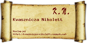 Kvasznicza Nikolett névjegykártya